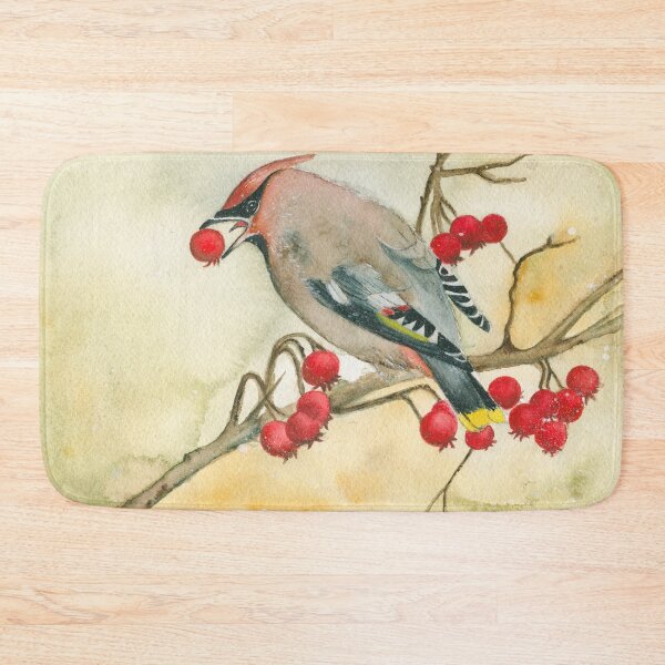 Item preview, Bohemian Waxwing Watercolor painting designed and sold by KatasArt.