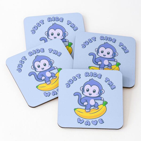 Item preview, Just Ride The Wave Blue Monkey Banana designed and sold by everything4eva.