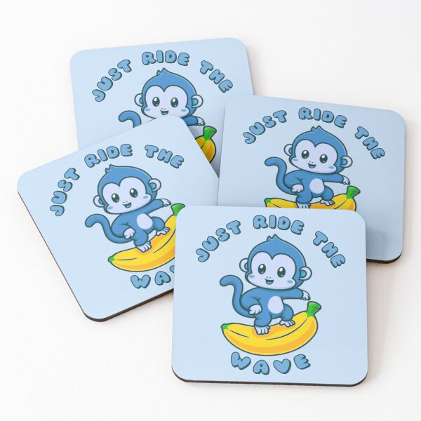 Item preview, Just Ride The Wave Blue Monkey Banana designed and sold by everything4eva.