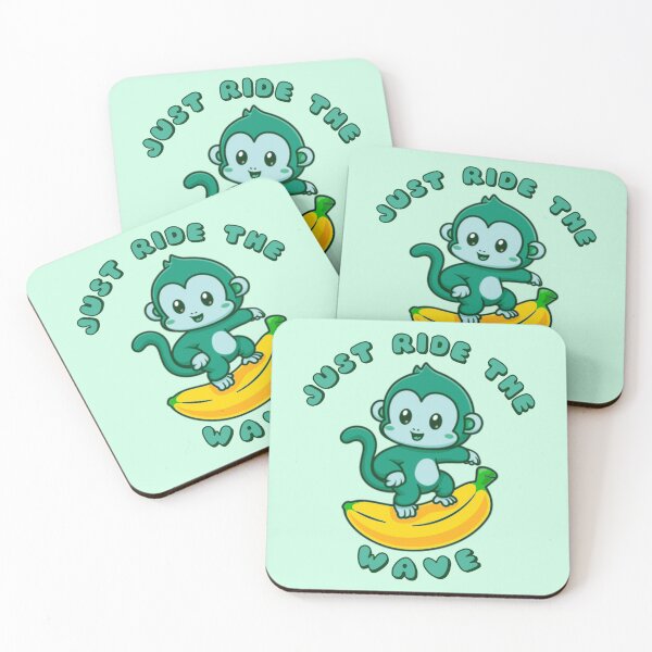 Item preview, Just Ride The Wave Turquoise Monkey Banana designed and sold by everything4eva.