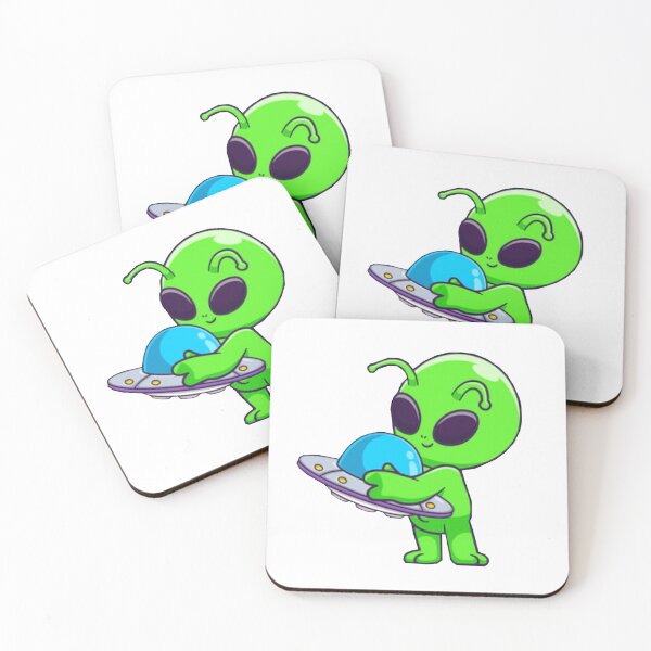 Item preview, Cute alien hugging a UFO cartoon. designed and sold by BEAUTY ⭐⭐⭐⭐⭐.