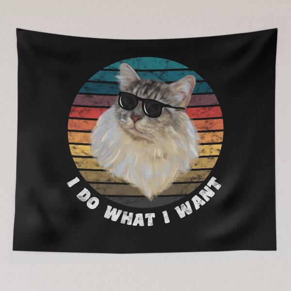 Item preview, I do what I want funny cat retro sun, cat lover designed and sold by hadkhanong.