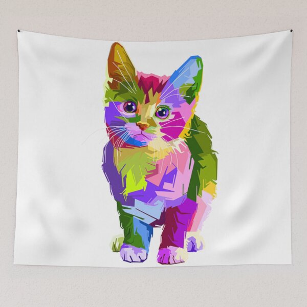 Item preview, Cat drawing with mixed colours  designed and sold by AkkoAkko.