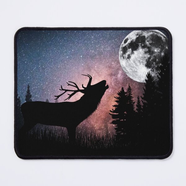 Item preview, Northern Lights Night Sky Galaxy with Deer Stands designed and sold by ArtAndCreatshop.
