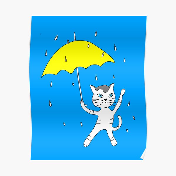 "Cute cat in the rain" Poster for Sale by fernandobos Redbubble