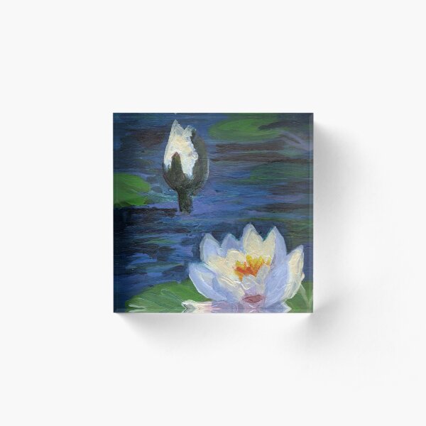 White Water Lilies Acrylic Block