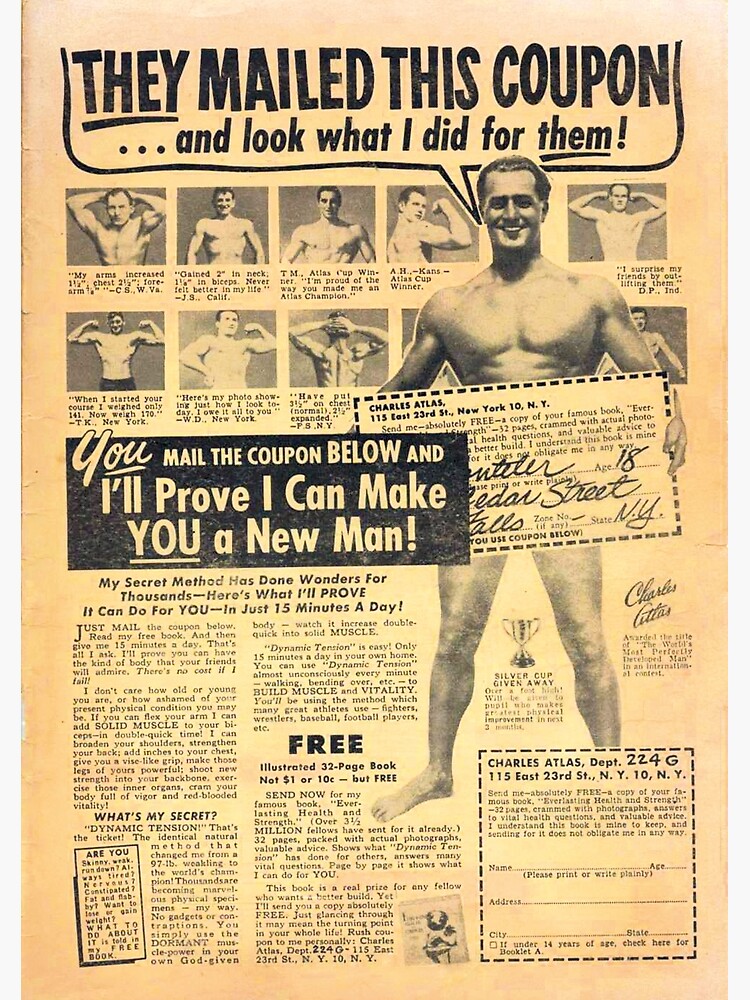 Vintage Charles Atlas Advertorial Photographic Print for Sale by cjgraphic