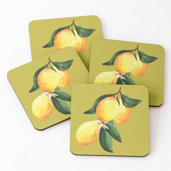 Item preview, Yellow lemon branch watercolor botanical drawing designed and sold by pinkyfish1010.