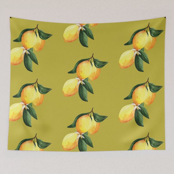Item preview, Yellow lemon branch watercolor botanical drawing designed and sold by pinkyfish1010.