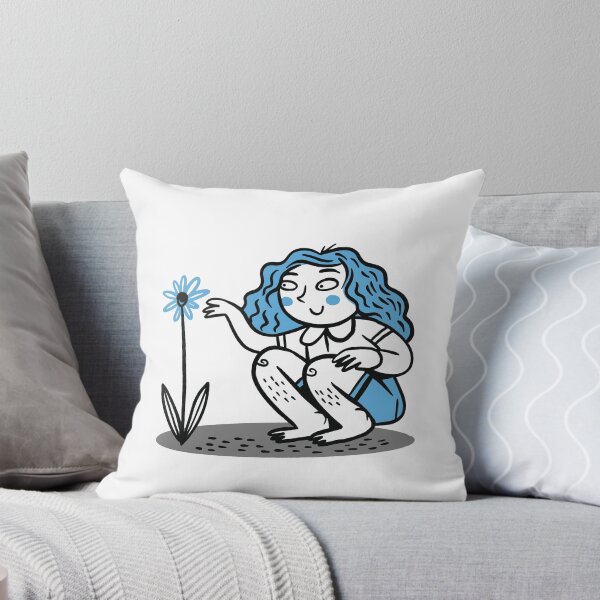 Item preview, Girl loving a blue flower designed and sold by jasmineberry.