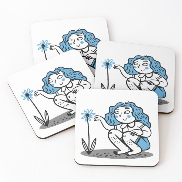 Item preview, Girl loving a blue flower designed and sold by jasmineberry.