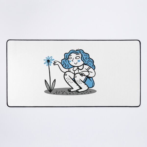 Item preview, Girl loving a blue flower designed and sold by jasmineberry.