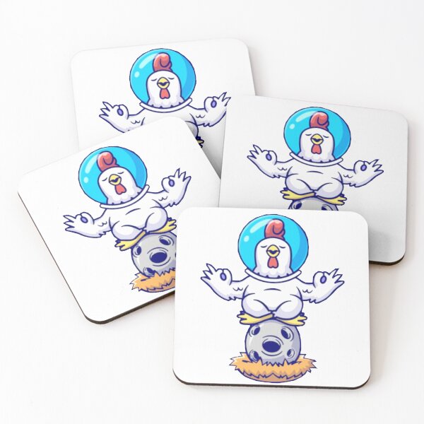Item preview, Cute chicken astronaut meditating on a moon egg and nest cartoon. designed and sold by BEAUTY ⭐⭐⭐⭐⭐.