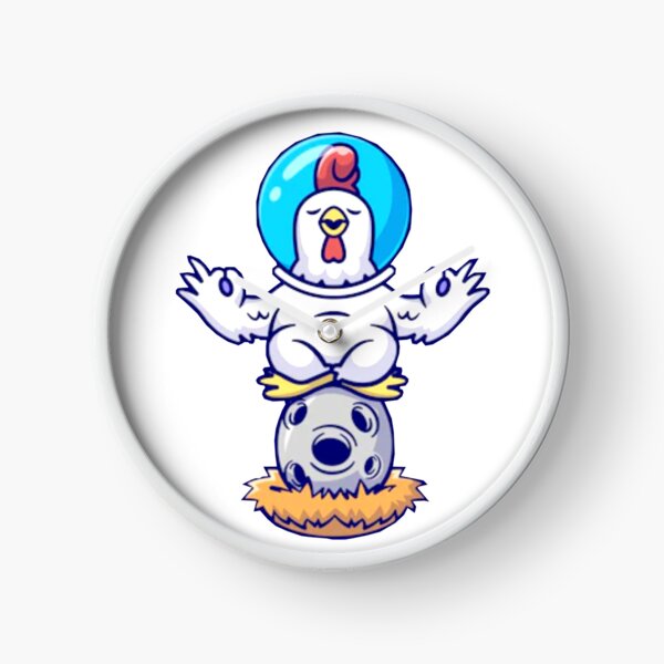 Item preview, Cute chicken astronaut meditating on a moon egg and nest cartoon. designed and sold by BEAUTY ⭐⭐⭐⭐⭐.