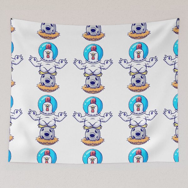 Item preview, Cute chicken astronaut meditating on a moon egg and nest cartoon. designed and sold by BEAUTY ⭐⭐⭐⭐⭐.