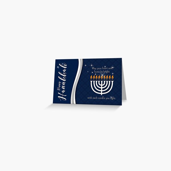 Hanukkah Menorah in Blue and White Modern Theme Greeting Card