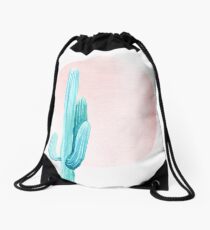 Elegante Kaktus Rosegold Pink und Türkis Wüste Kakteen Home Decor Rucksackbeutel