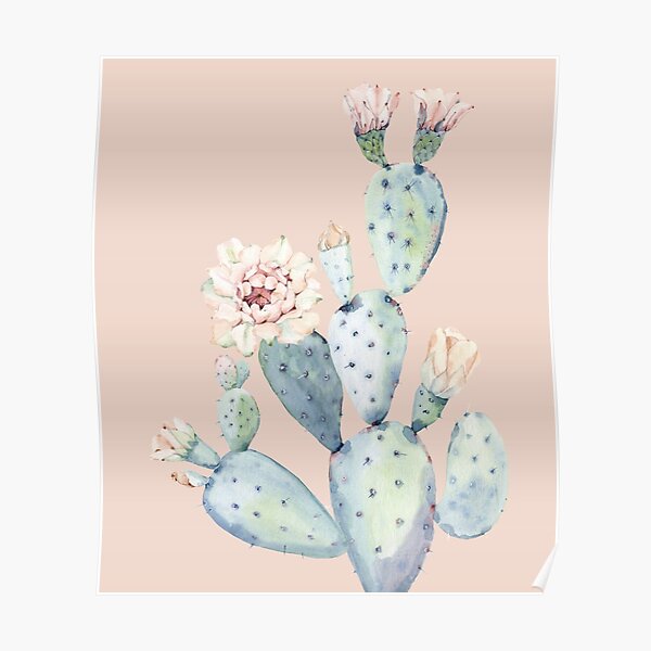 Trendy Cactus Pink and Mint Green Desert Cacti Southwestern Decor Poster