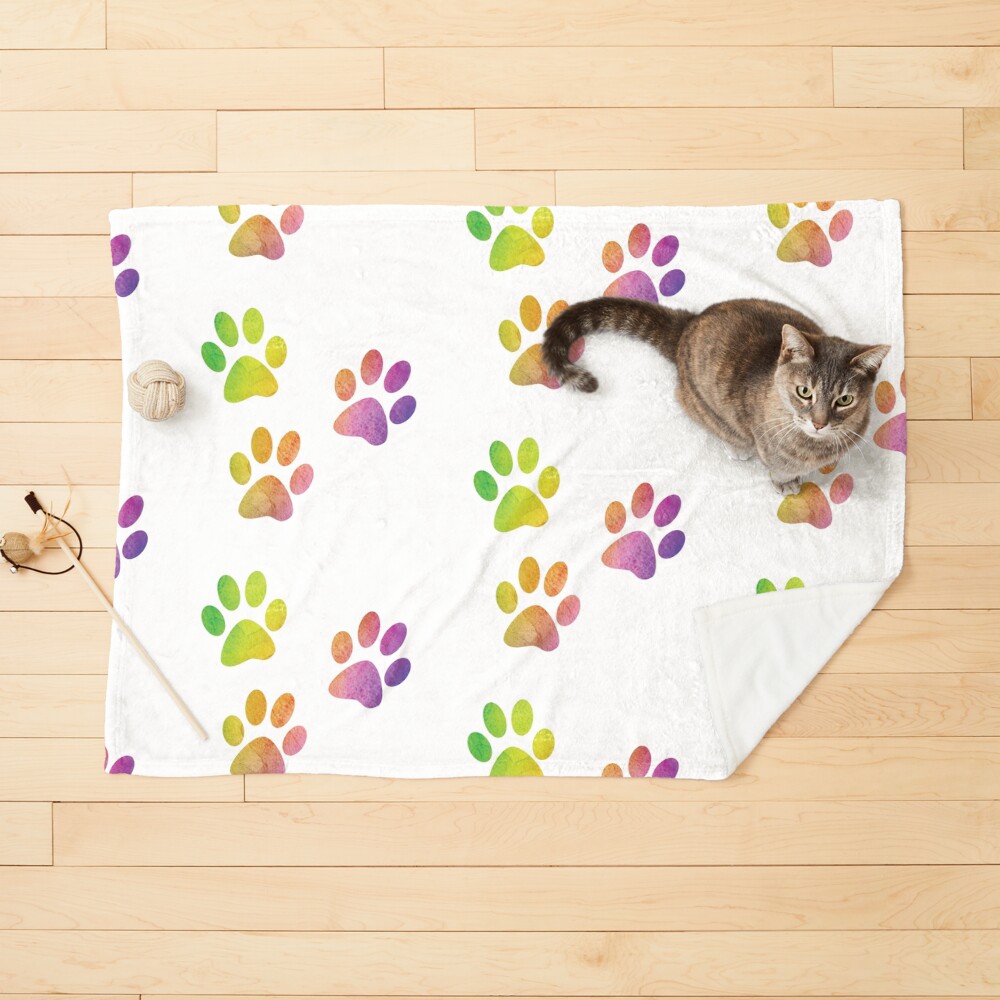 Trio Paw Print Watercolor Pet Blanket