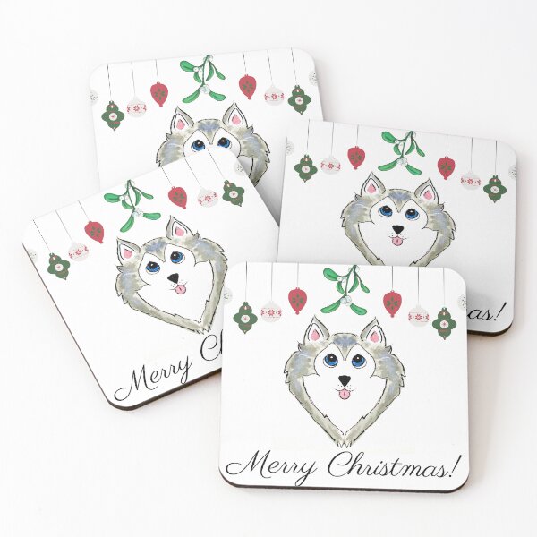 Aperçu de l'œuvre Noël husky créée et vendue par PaintedbyCarol.