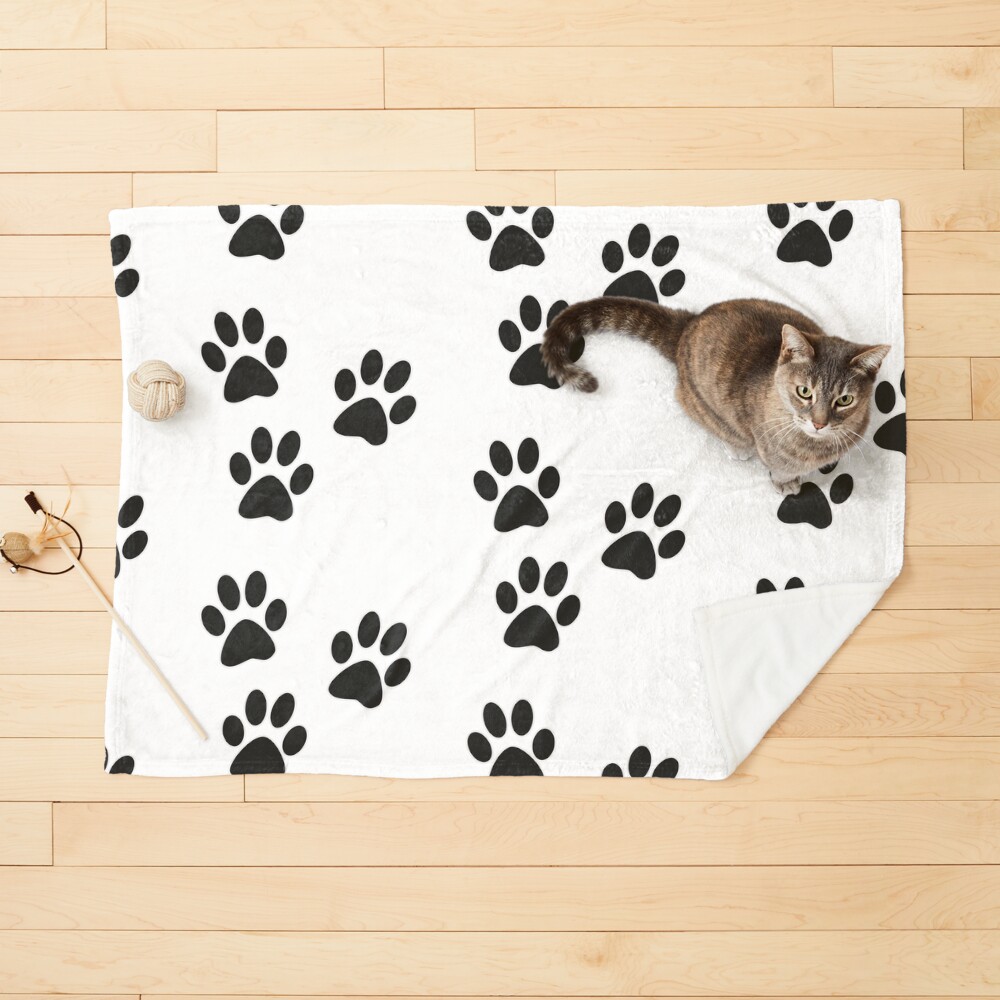 Trio Paw Print Black Pet Blanket