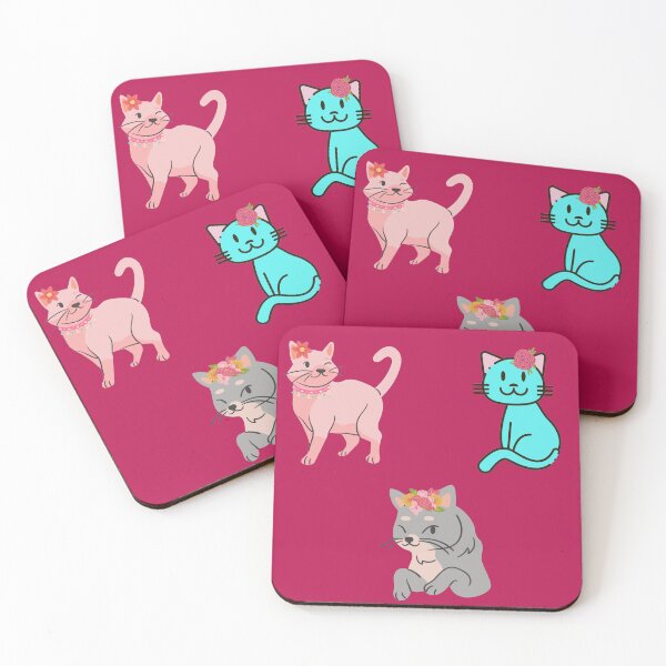 Item preview, Three pack of cute cats decorated with flowers. Princess cat pack for girls. designed and sold by EMIPRINCESS.