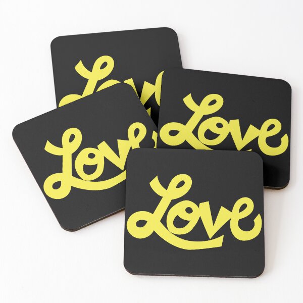 Item preview, LOVE text art in bright yellow cursive  designed and sold by AngelDawnDesign.