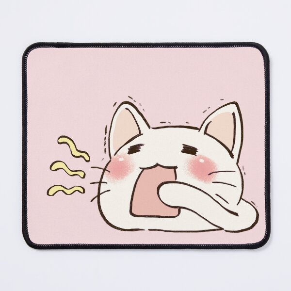 Item preview, I draw lucky star white cat yawning designed and sold by RansRoom.