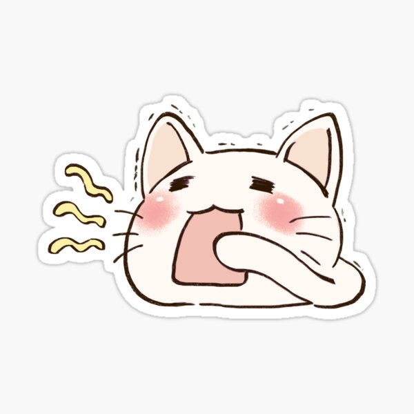 Item preview, I draw lucky star white cat yawning designed and sold by RansRoom.