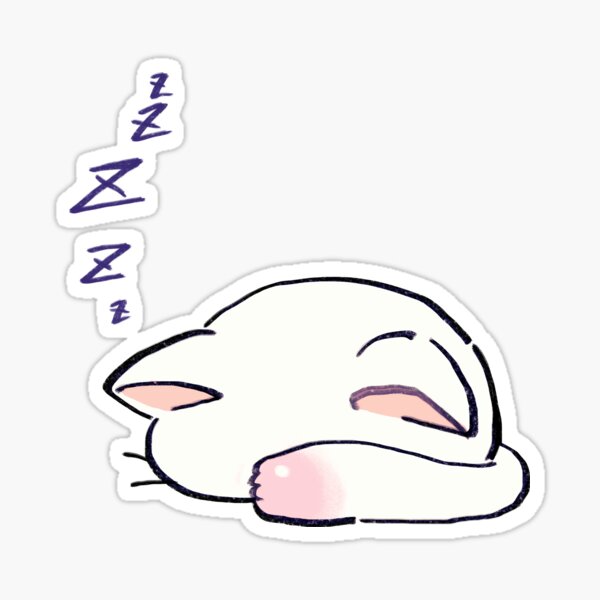 Item preview, I draw lucky star white cat sleeping with its head down designed and sold by RansRoom.