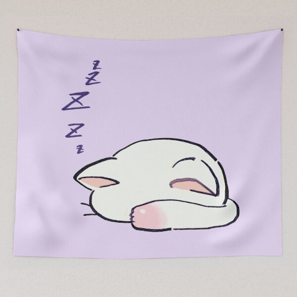 Item preview, I draw lucky star white cat sleeping with its head down designed and sold by RansRoom.