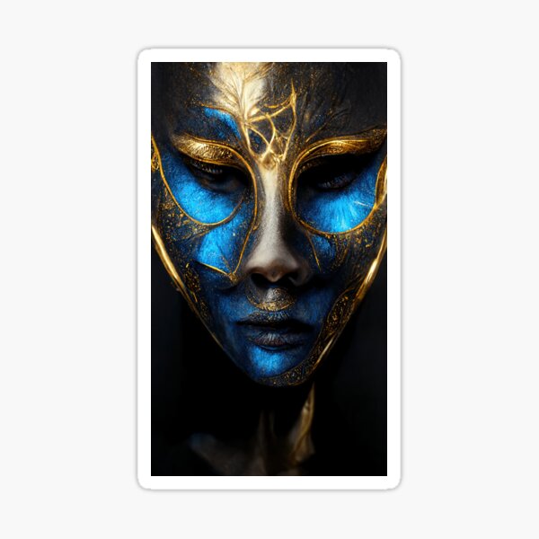 Blue-Gold Medieval Mask. A festival in masks in ancient times. Sticker