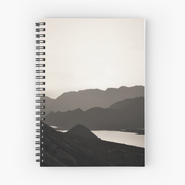 Item preview, Black and white landscape of mountains and a lake designed and sold by by-jwp.