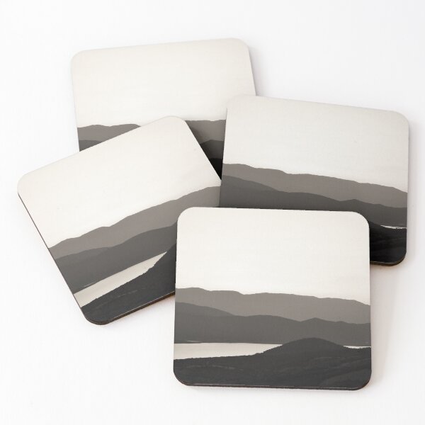 Item preview, Black and white landscape of mountains and a lake designed and sold by by-jwp.