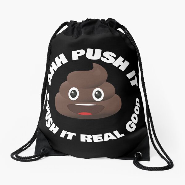 Poop Emoji - Ahh Push It    Drawstring Bag
