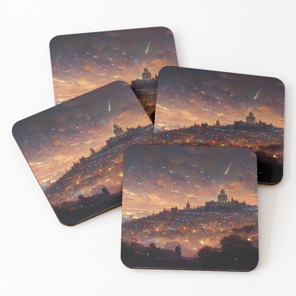 Item preview, Hillside City Alight at Night Concept Art designed and sold by RadicalWombat.