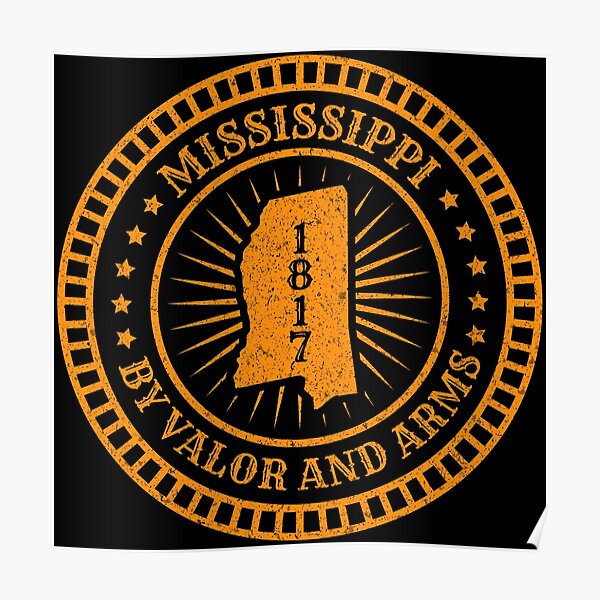 "Mississippi MS Map Slogan Motto By Valor and Arms The Magnolia