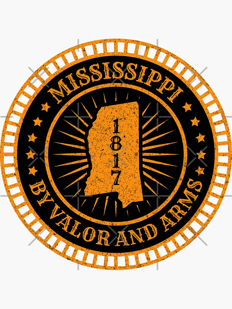 "Mississippi MS Map Slogan Motto By Valor and Arms The Magnolia