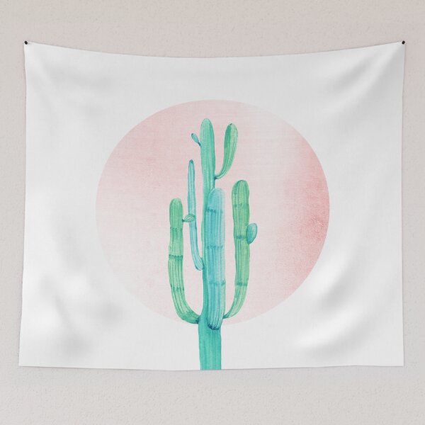 Item preview, Elegant Cactus Rosegold Pink and Turquoise Desert Cacti Southwest Decor designed and sold by DesertDecor.