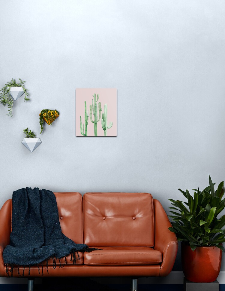 Pretty Cactus Pink And Green Desert Cacti Wall Art Metal Print By Desertdecor Redbubble