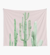 Pretty Cactus Pink and Green Desert Cacti Wall Art Wall Tapestry