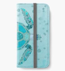 Glamour Aqua Turquoise Turtle Unterwasserlandschaft iPhone Flip-Case/Hülle/Klebefolie