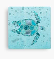 Glamour Aqua Turquoise Turtle Underwater Scenery Canvas Print