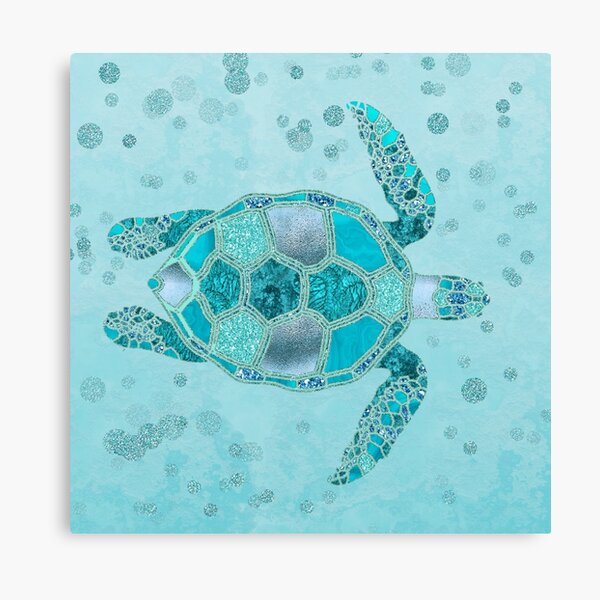 Glamour Aqua Turquoise Turtle Underwater Scenery Canvas Print
