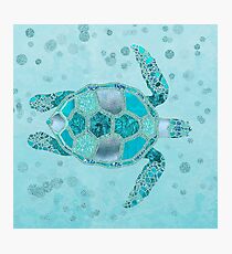 Glamour Aqua Turquoise Turtle Underwater Scenery Photographic Print