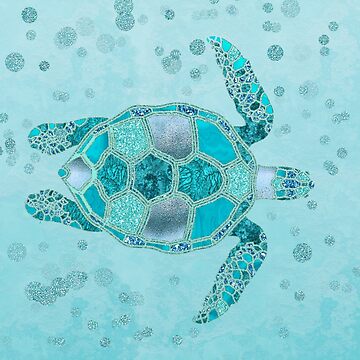 Artwork thumbnail, Glamour Aqua Turquoise Turtle Underwater Scenery by artsandsoul