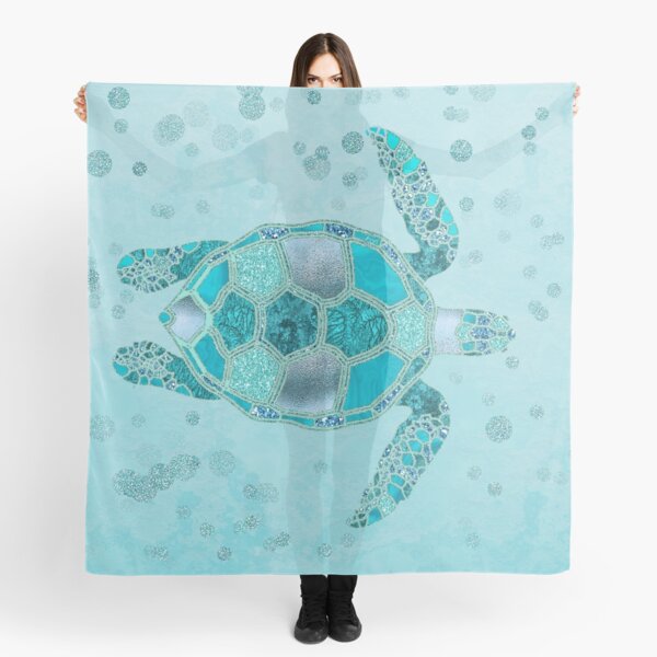Glamour Aqua Turquoise Turtle Underwater Scenery Scarf