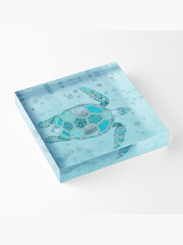 Alternate view of Glamour Aqua Turquoise Turtle Underwater Scenery Acrylic Block