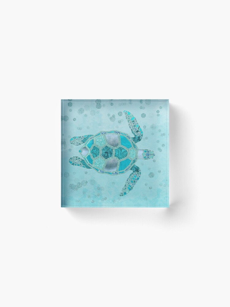 Alternate view of Glamour Aqua Turquoise Turtle Underwater Scenery Acrylic Block