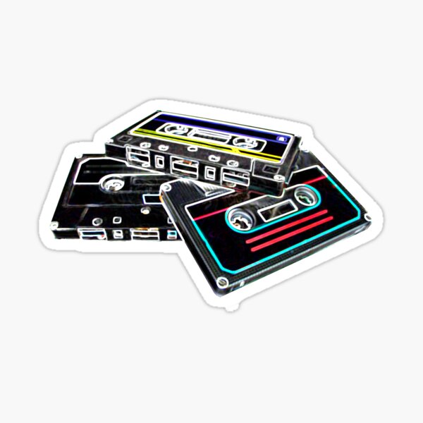 Cassette Tapes Trio With Colored Lines Sticker